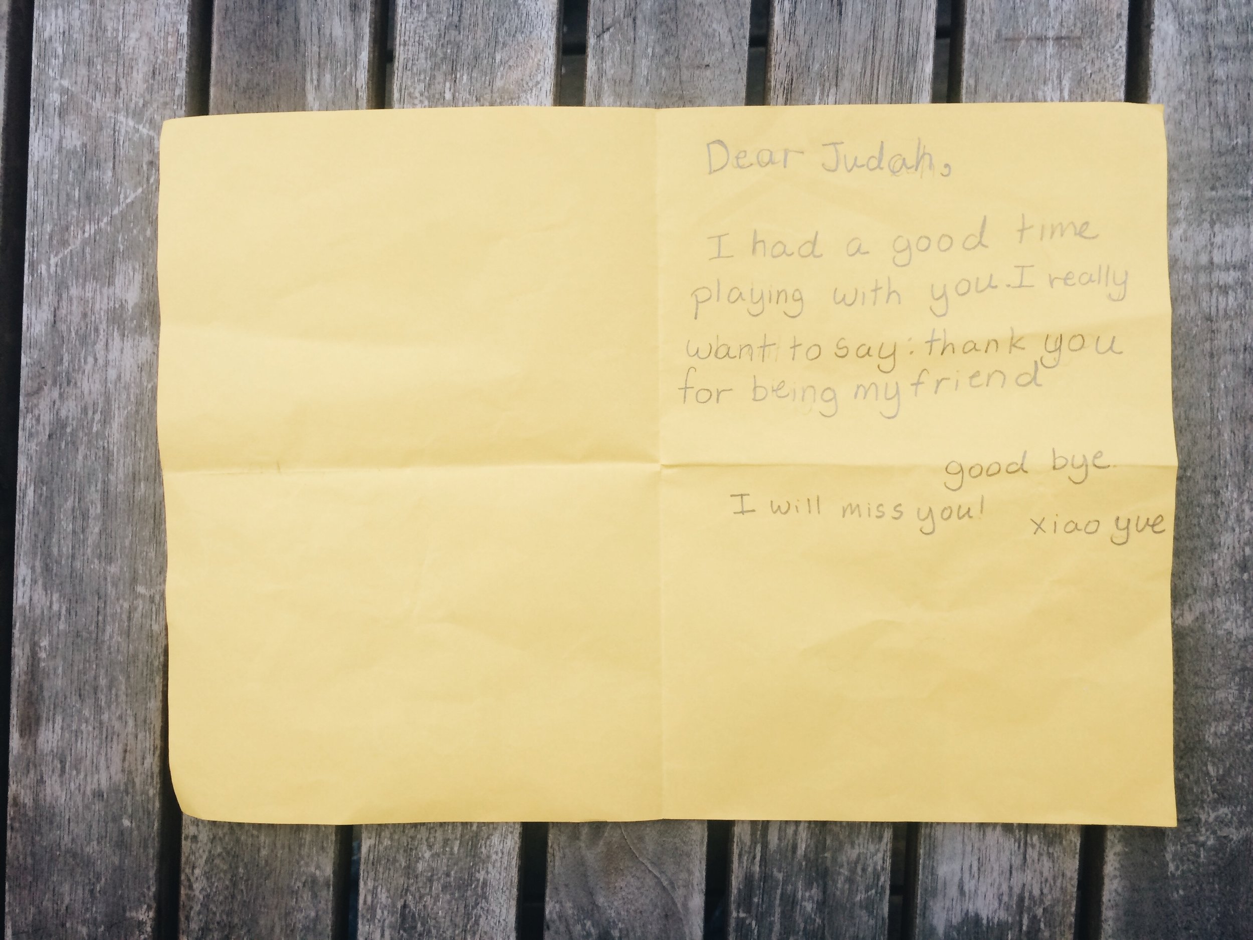 For Judah, from a classmate.