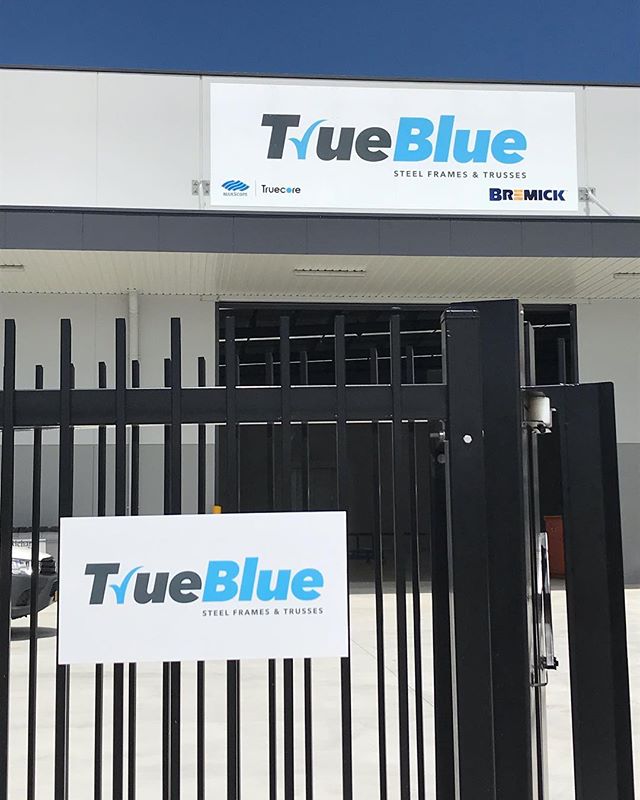 Some new factory signage for @truebluesteelframes to round out the week. #crsigns #trueblue #digitalprinting #signs