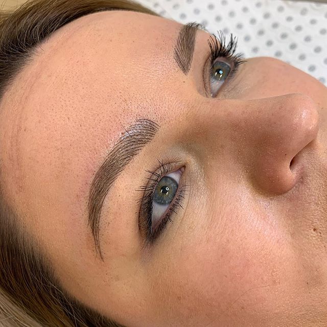 Sorry guys been MIA for a bit.. here is a pretty little set of feather brows I did today to fluff up the existing thinning brow hair, this will soften down to a light brown colour once healed and will become one with the natural hair. Last images are