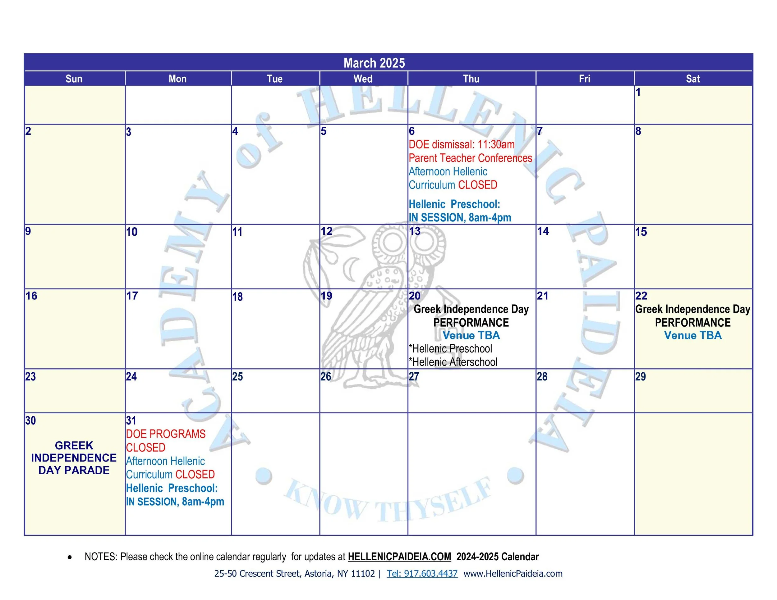20242025 Calendar — Academy of Hellenic Paideia
