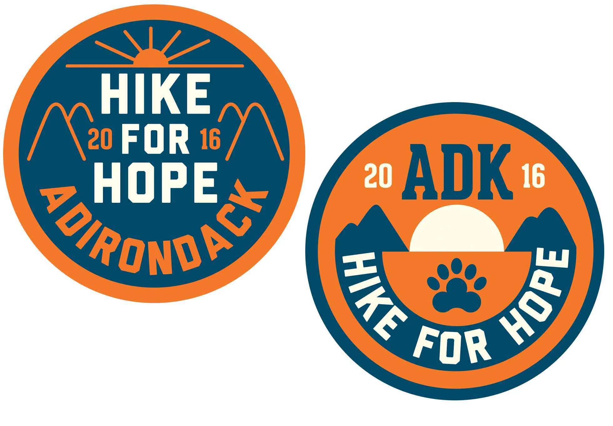 For a $150 donation we will send you the poster by Libby AND one of these cool embroidered patches (we will pick one for you!) designed for ADK Hike for Hope© by artist Justin Poulter. The patches measure 3 inches across. More work by Justin HERE.