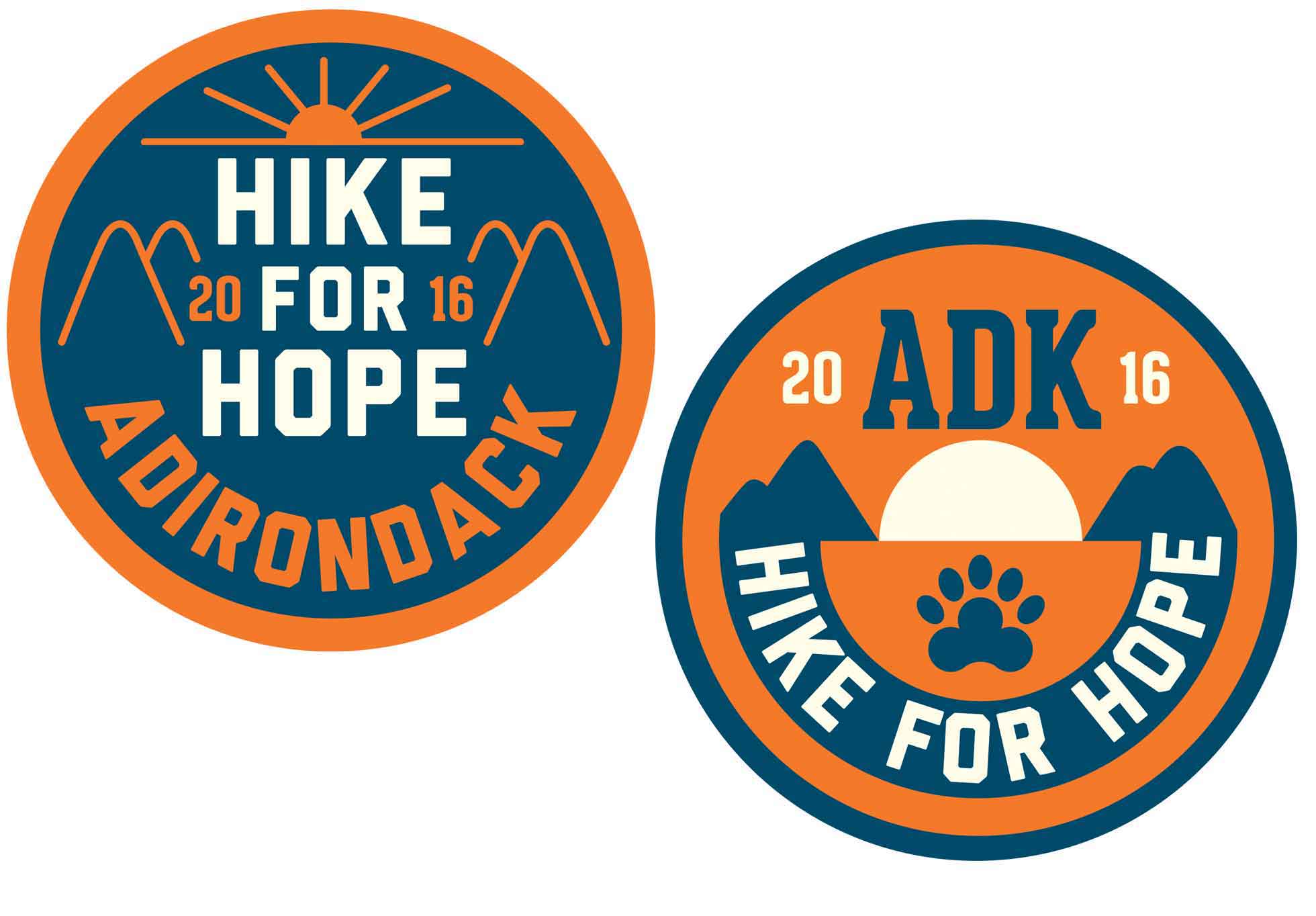 For a $150 donation we will send you the poster by Libby AND one of these cool embroidered patches (we will pick one for you!) designed for ADK Hike for Hope© by artist Justin Poulter. The patches measure 3 inches across. More work by Justin HERE .