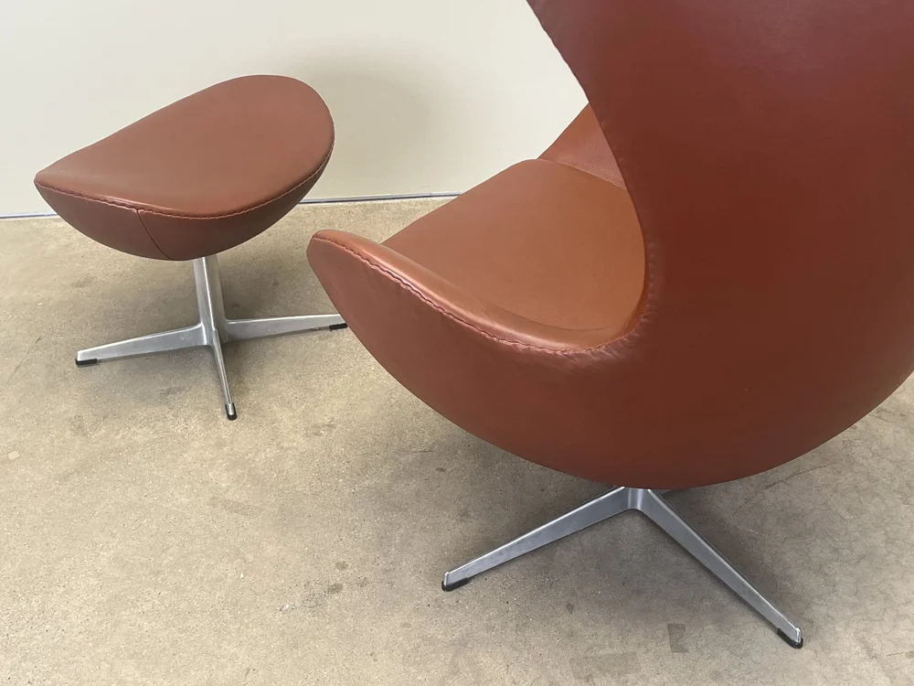 Leather Egg Chair and Ottoman by Arne Jacobsen — sputnik modern