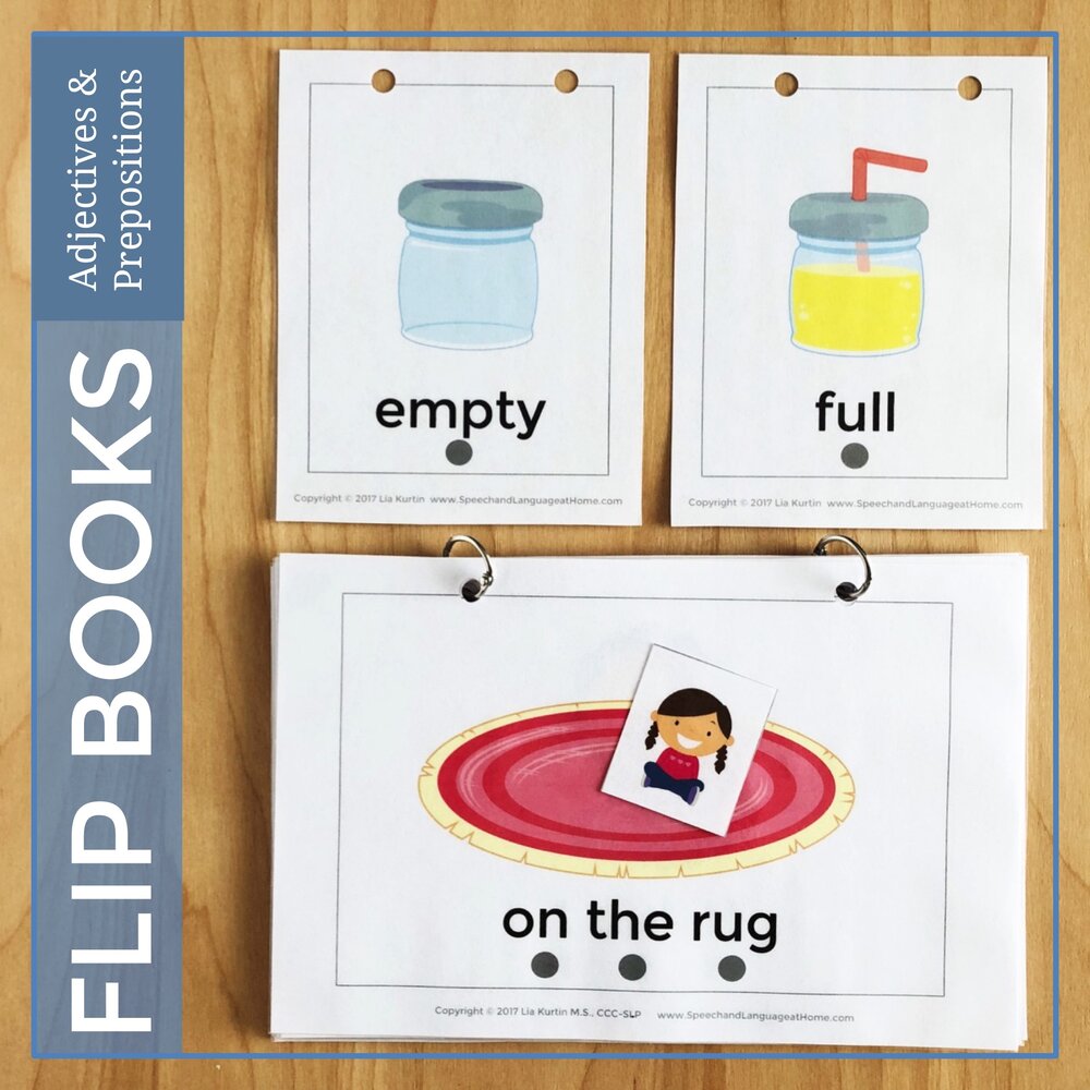 Adjectives and Prepositions. Flip Books for Speech Therapy Activities — SLP