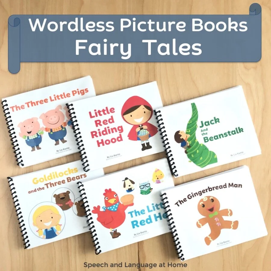 wordless fairy tale books and activities bundle for speech therapy apraxia articulation language speech and language at home