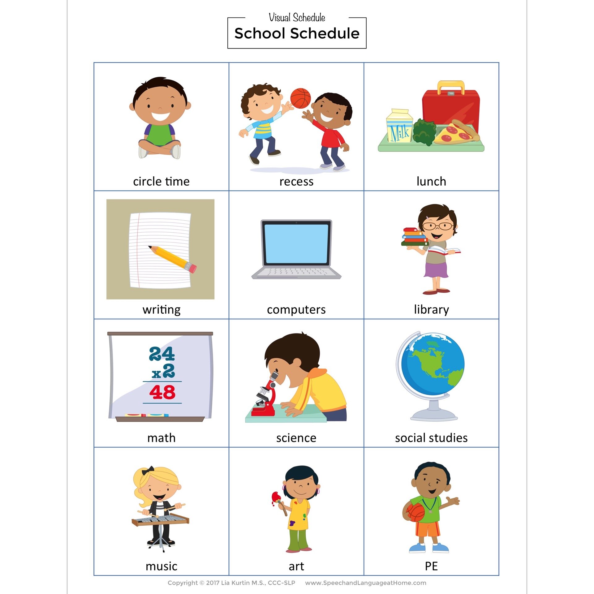 Preschool Schedule Picture Cards