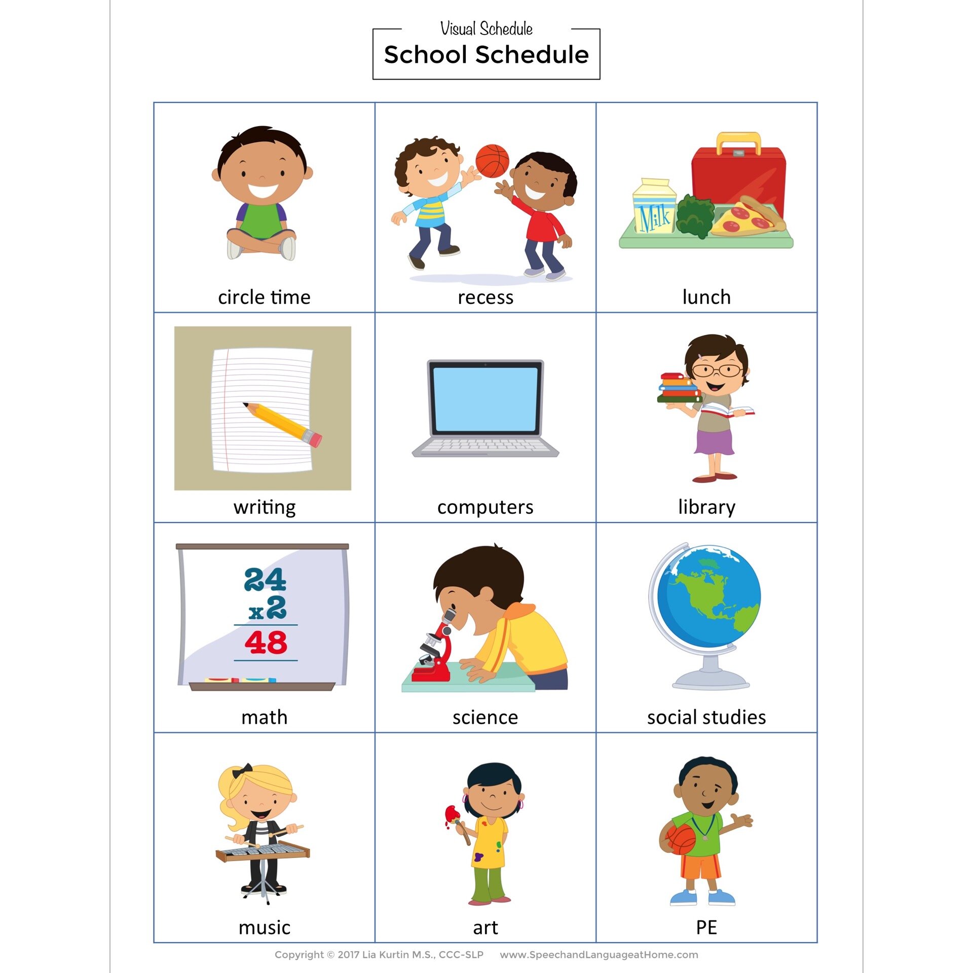 Visual Schedule For Daily Routines Picture Card Printables Speech And Language At Home