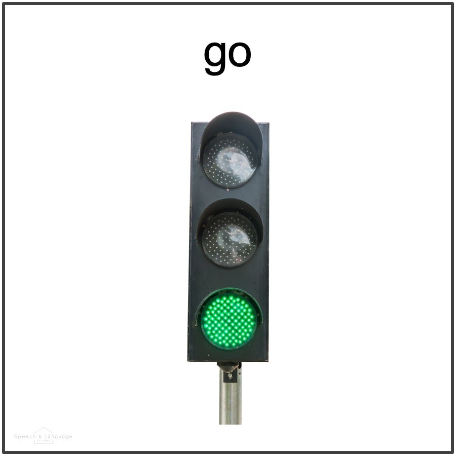 Go photo card of a green traffic light for speech therapy activity