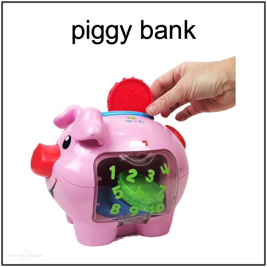 Photo card of a piggy bank for speech therapy activity