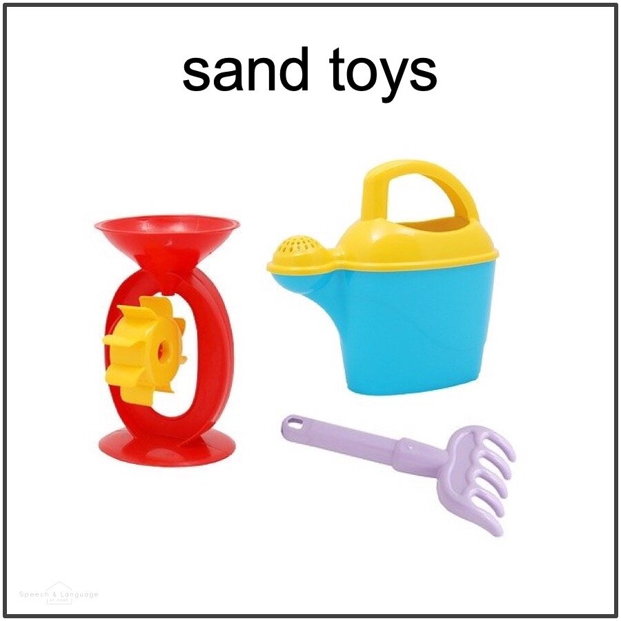 Photo card of sand toys for speech therapy activity