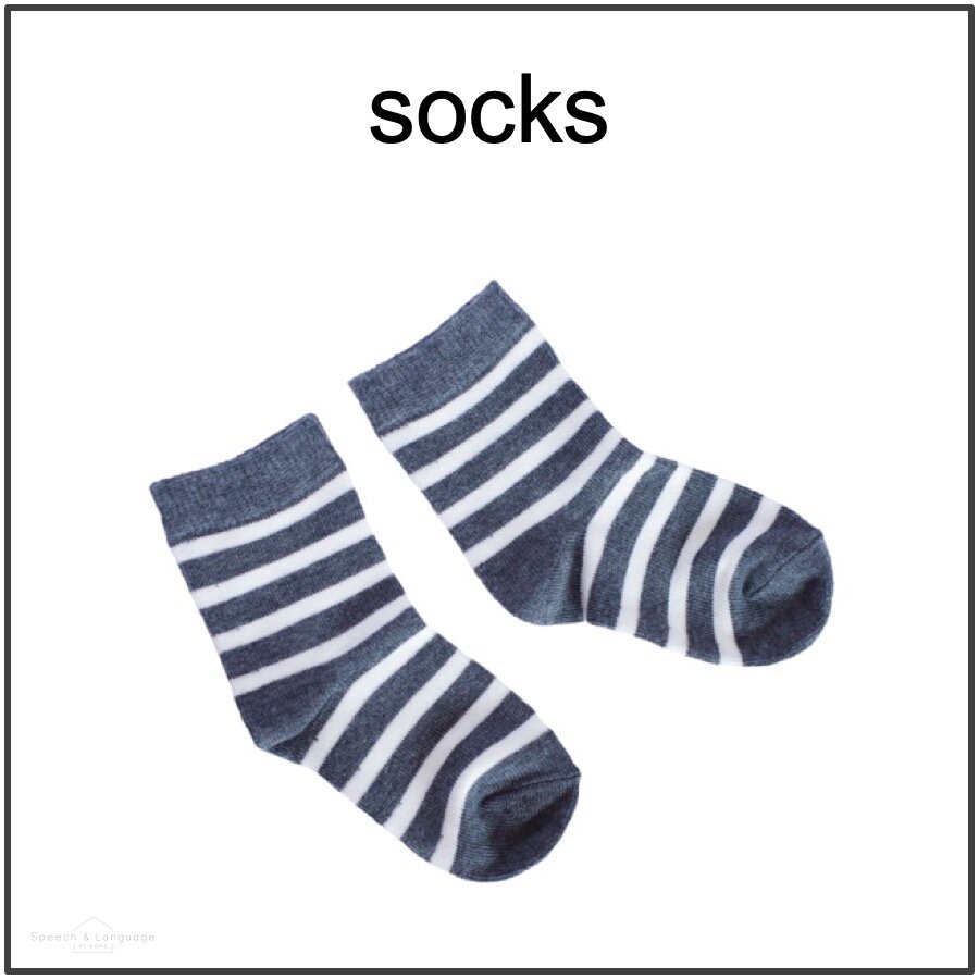 Picture Card of socks to practice common s words for speech therapy