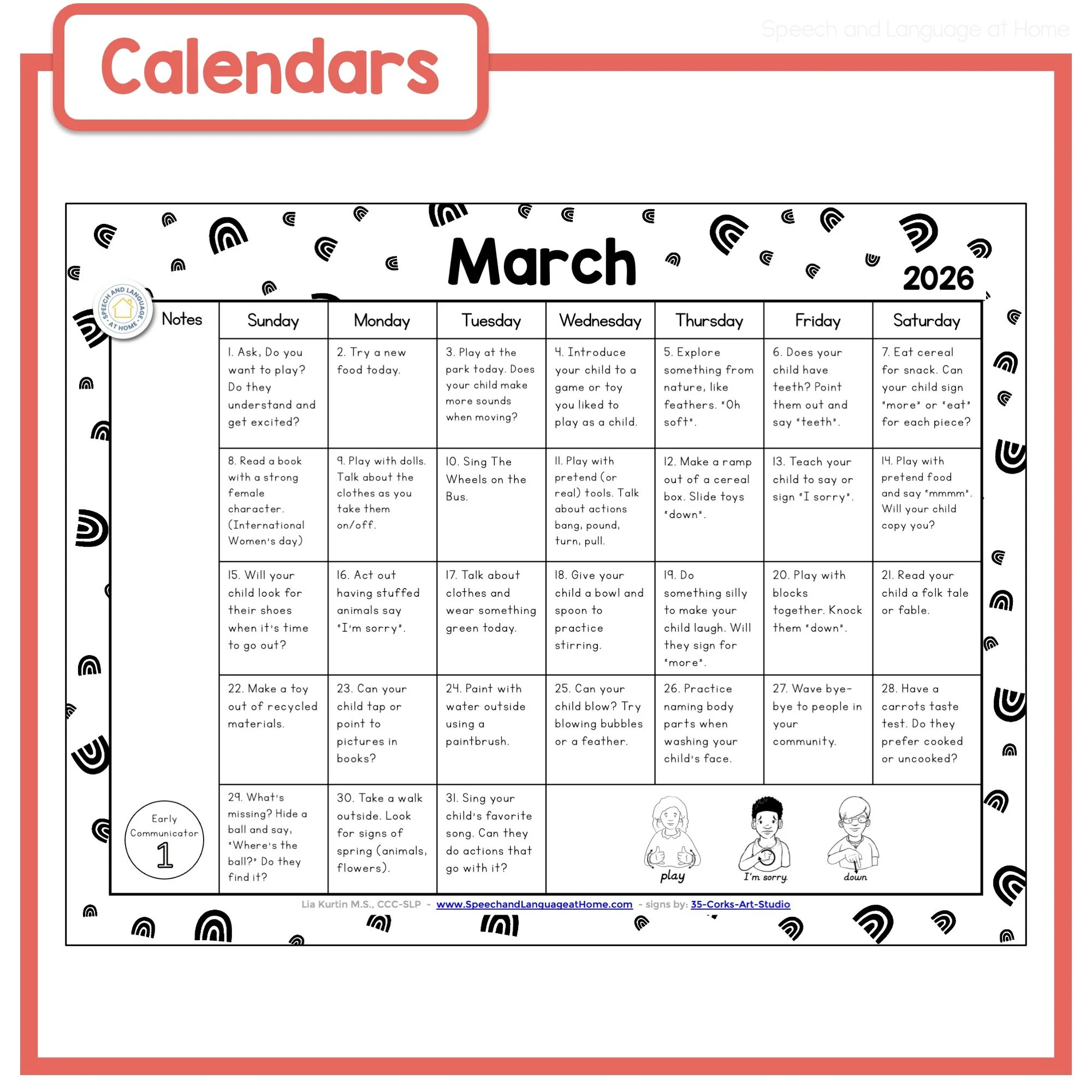 How Monthly Language Calendars Support Early Communication Skills
