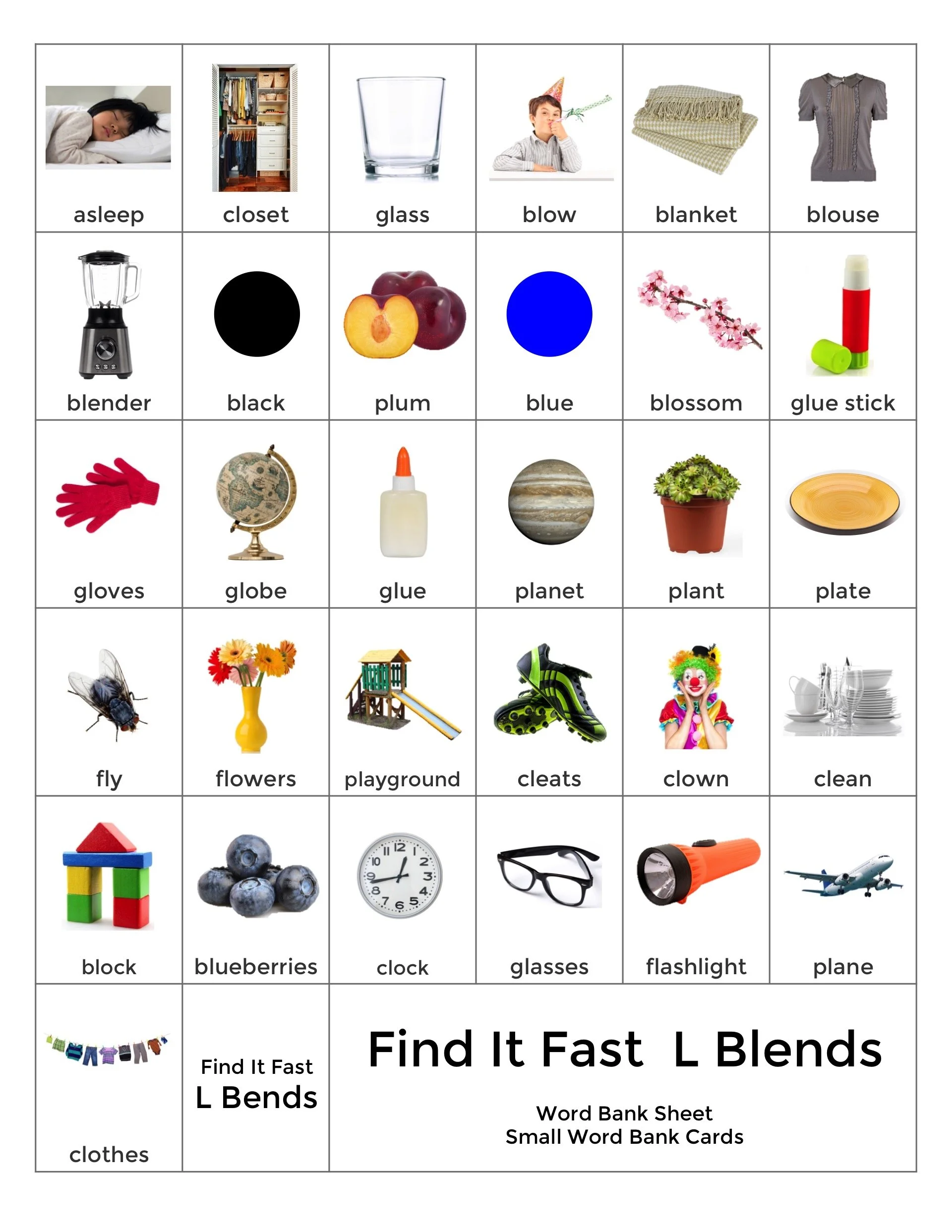 L Blends Sentence Building Exercise