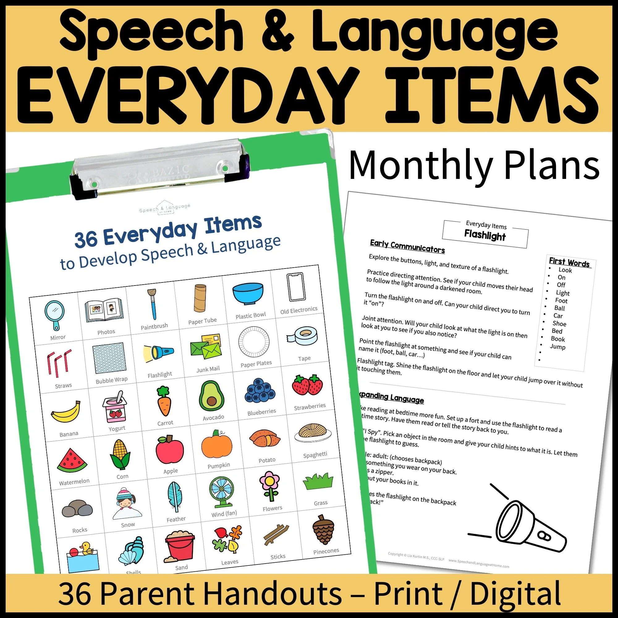 Everyday Items for speech therapy