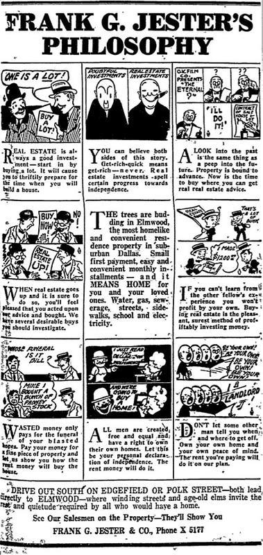 Dallas Morning News Ad for Elmwood