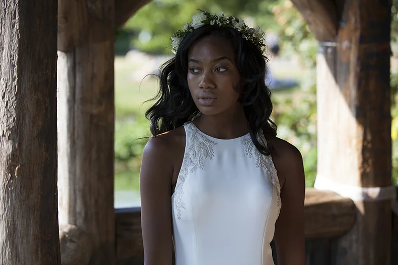 Beautiful beaded neckline embroidery over silk crepe.