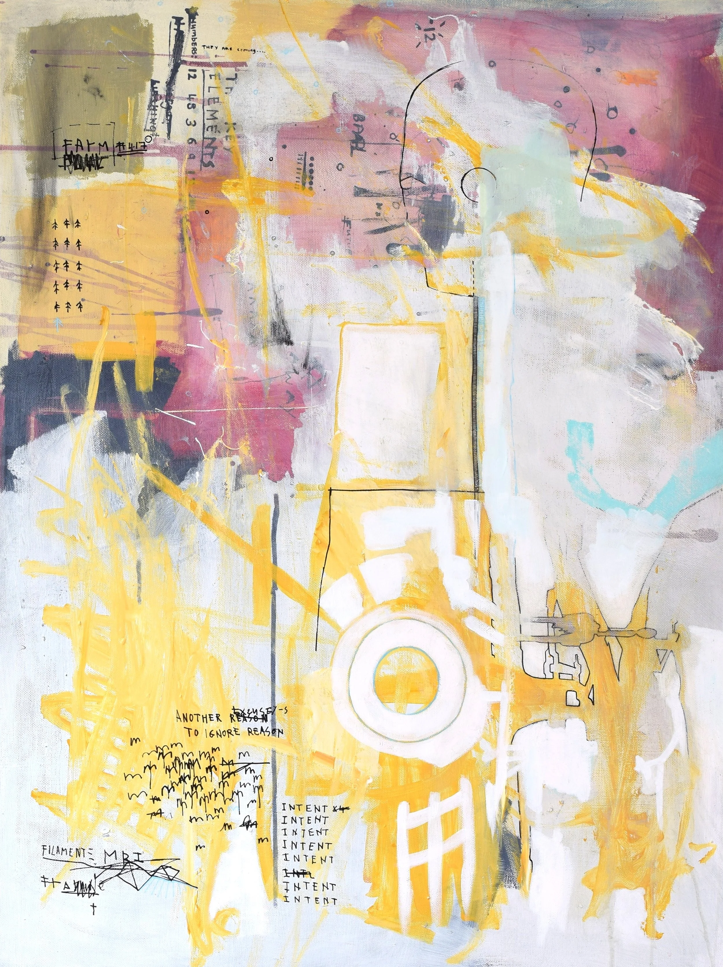 'FILAMENTS' 2015 Acrylic paint, permanent marker and spray paint on canvas 80 x 60 x 2 cm