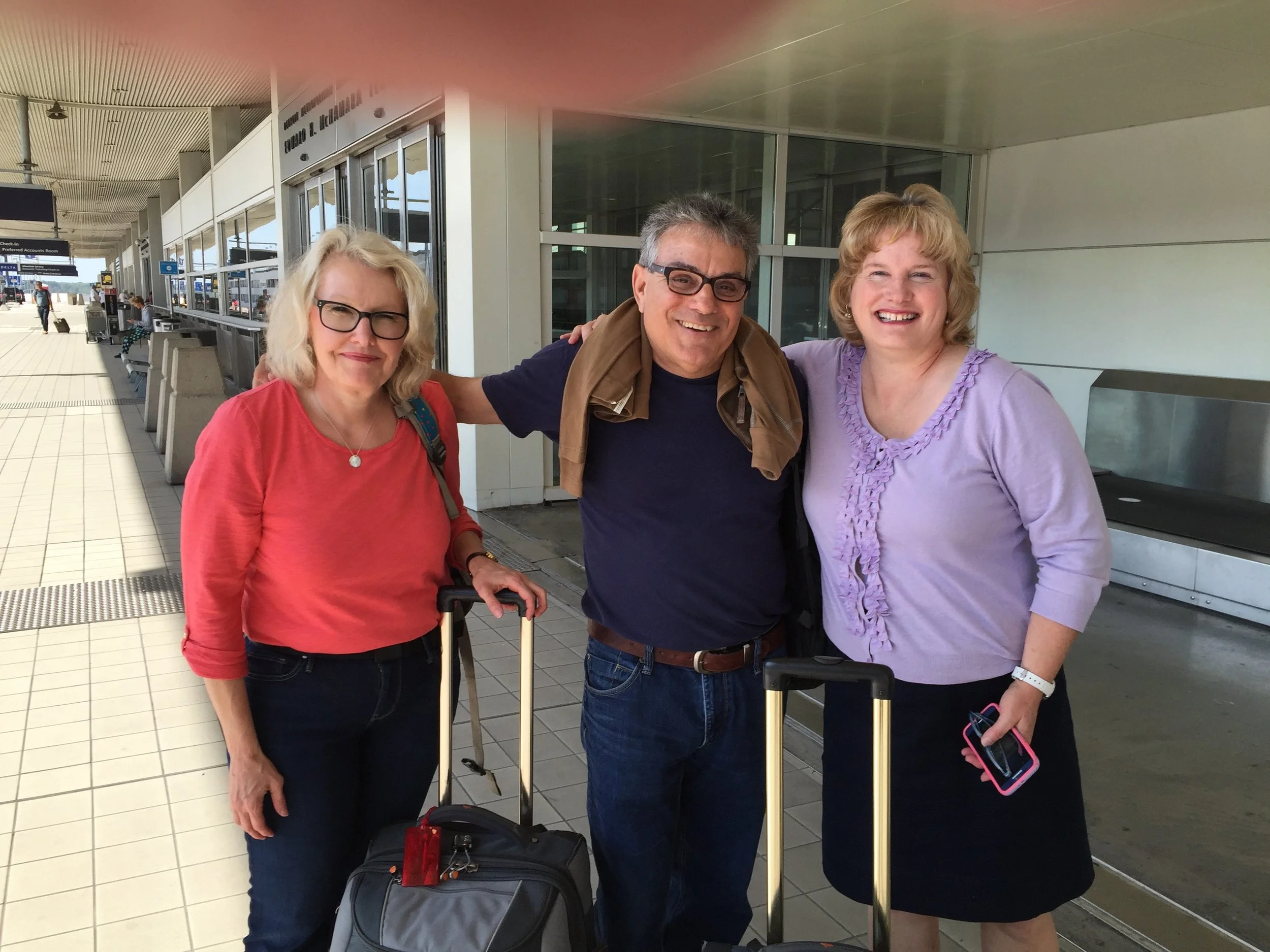 At the airport with chauffer Kathleen