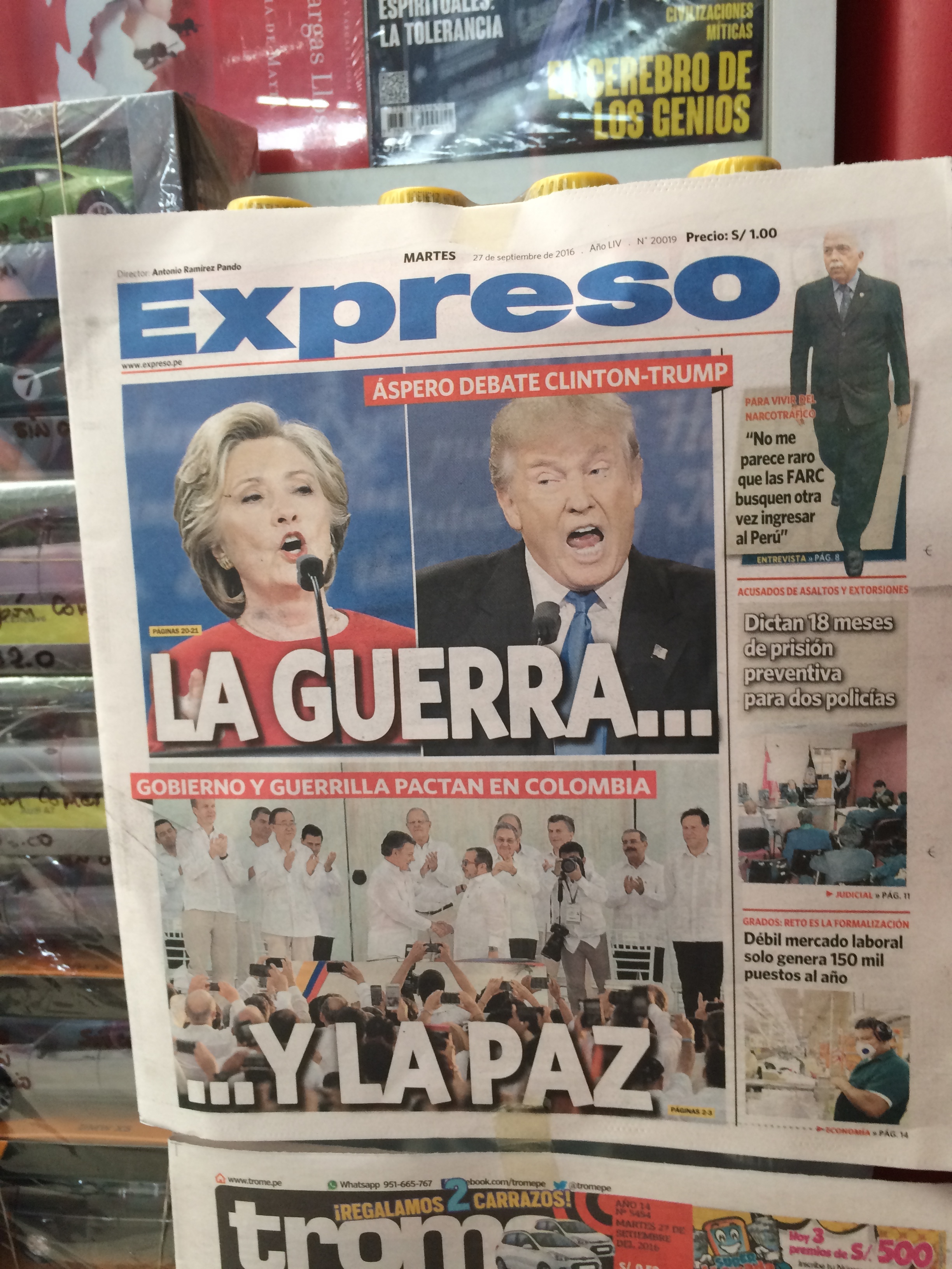 A newspaper with the US debate coverage