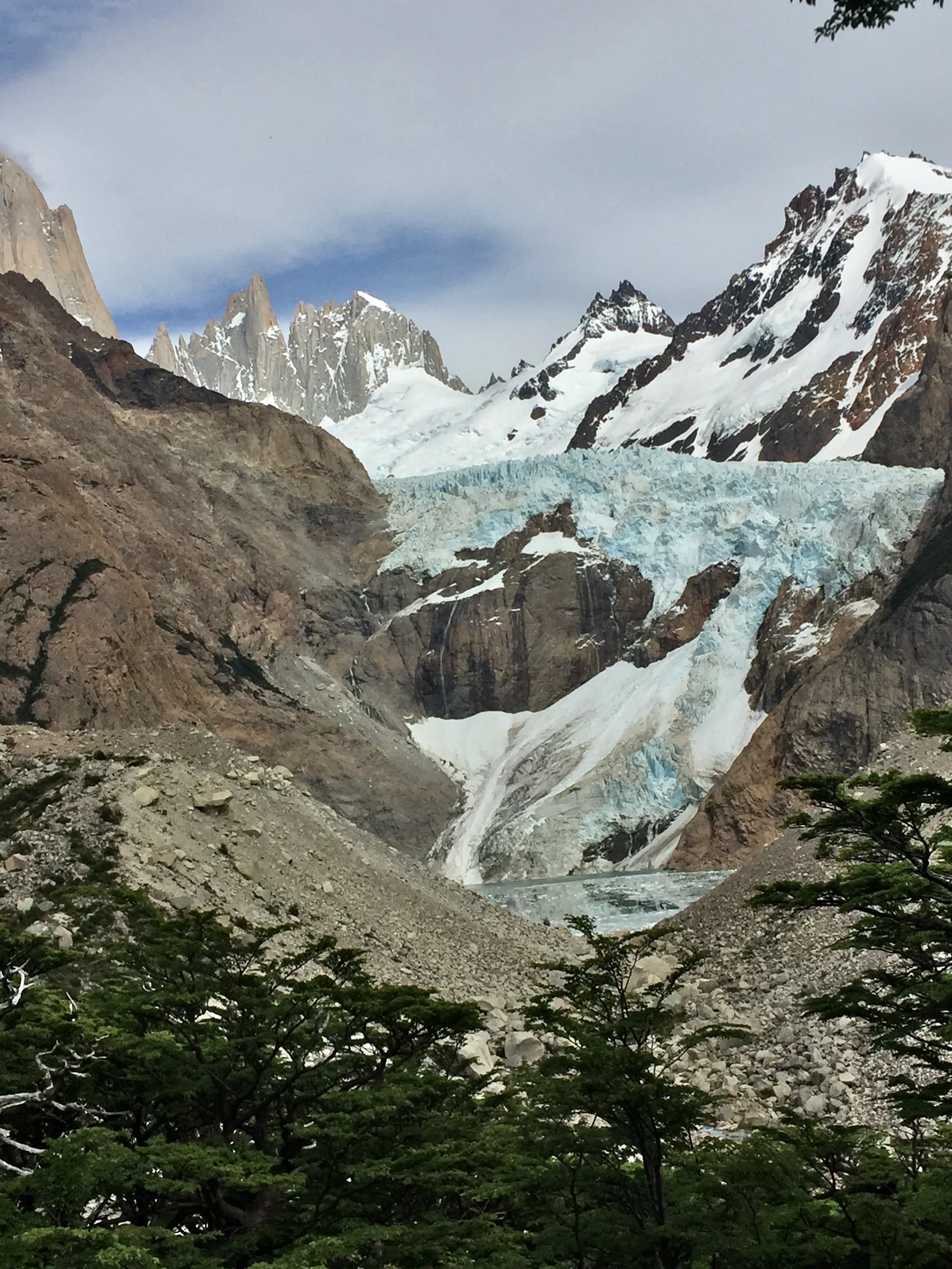 The back view of Fitz Roy and the Glacier