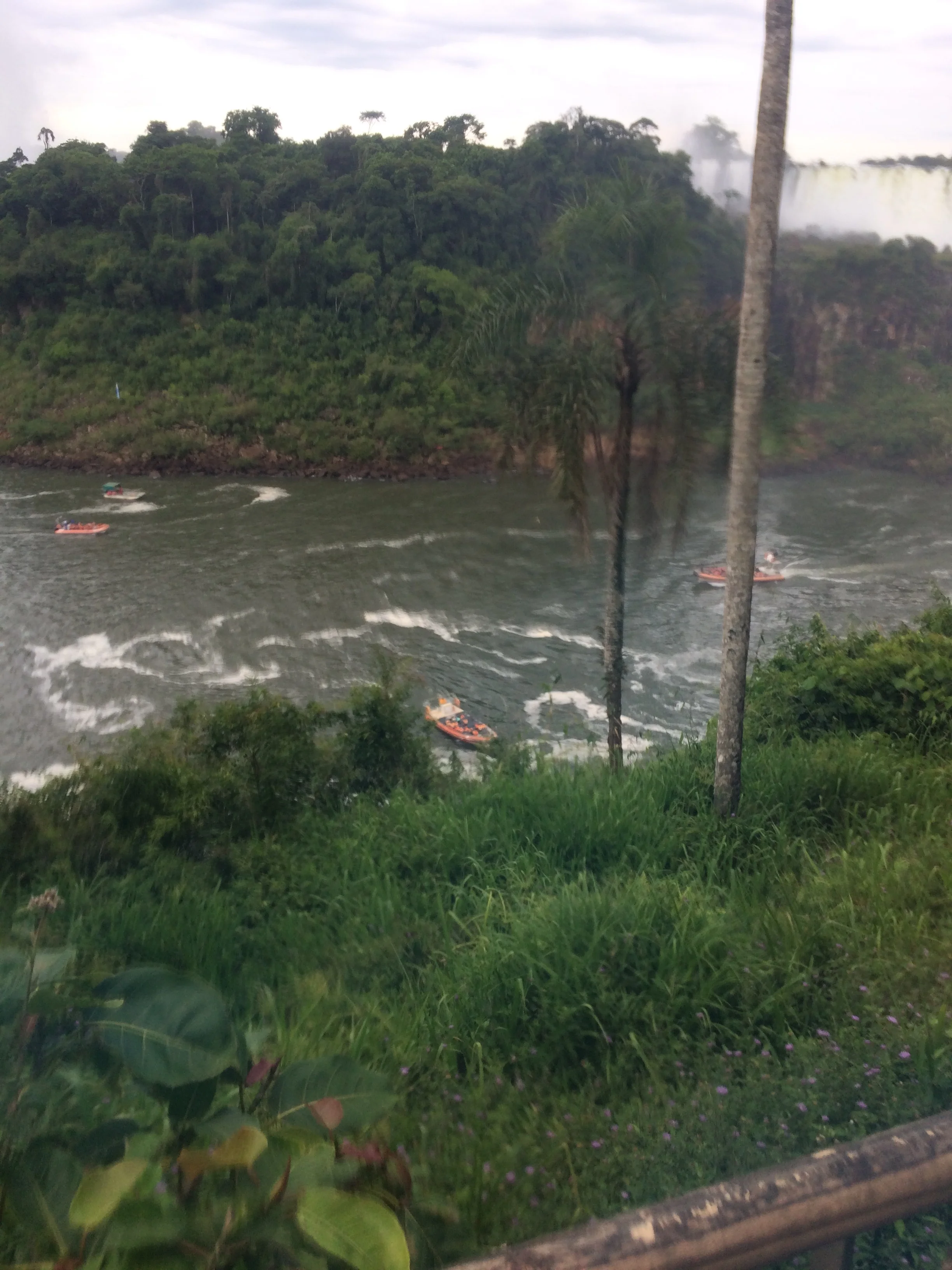 This is a picture of the boats from above before they get to the falls