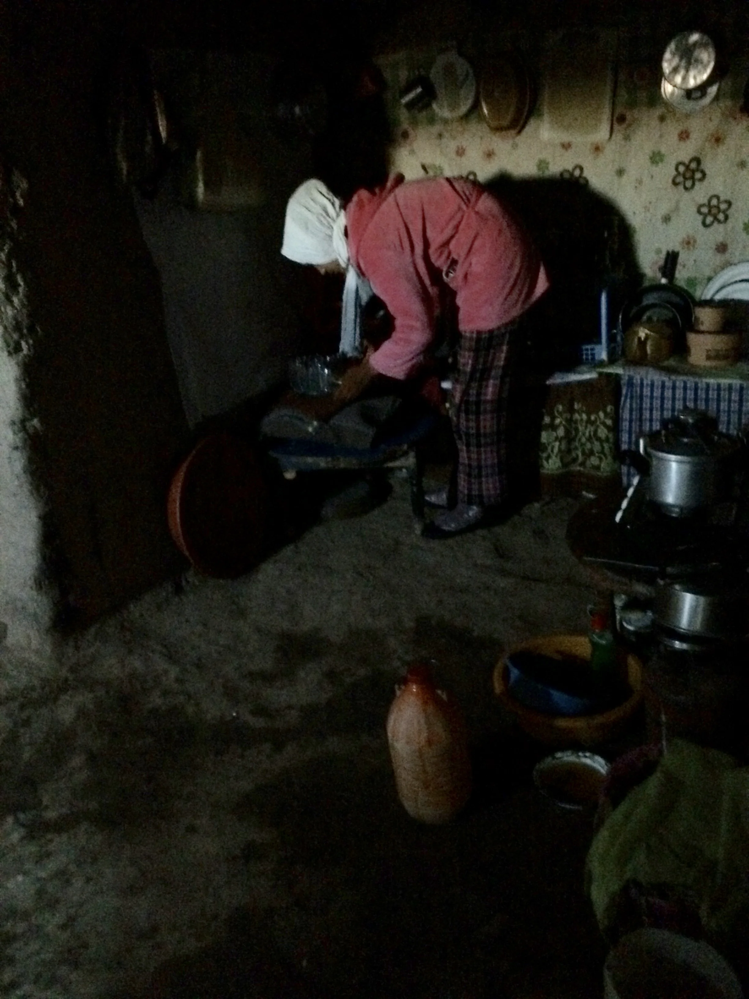 Woman making tea for us 