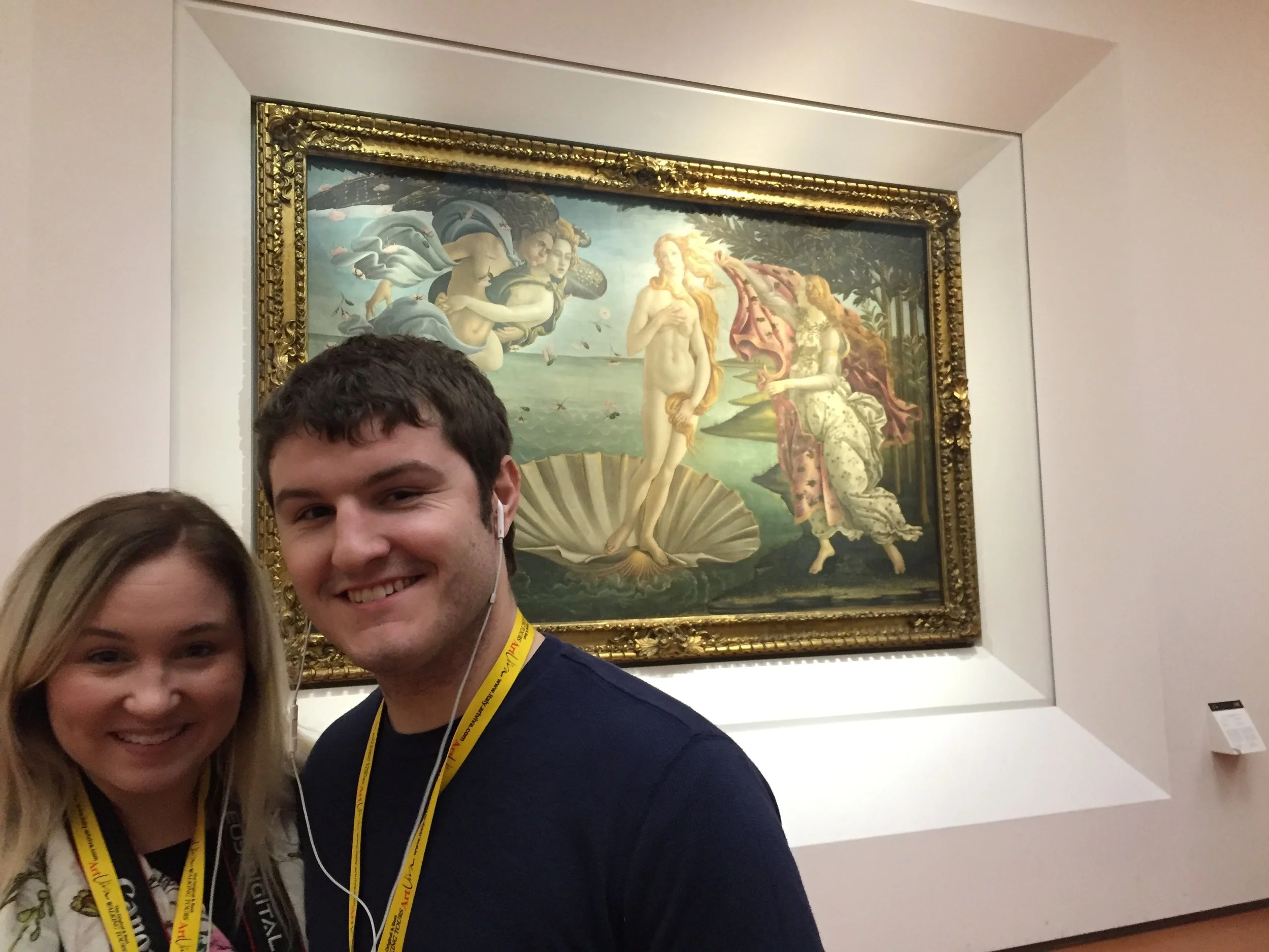 Gabbi and Charlie in front of "Venus on the Half Shell"