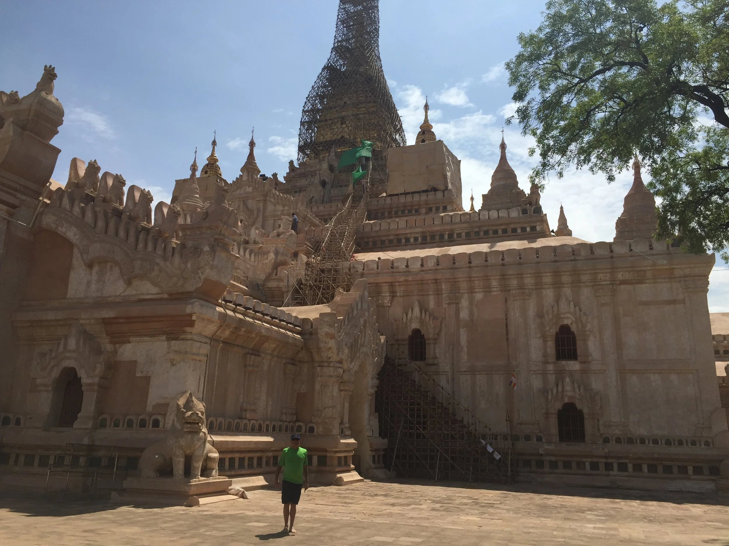 Frank at a temple that is being restored, the sandstone has been cleaned back to the original white color
