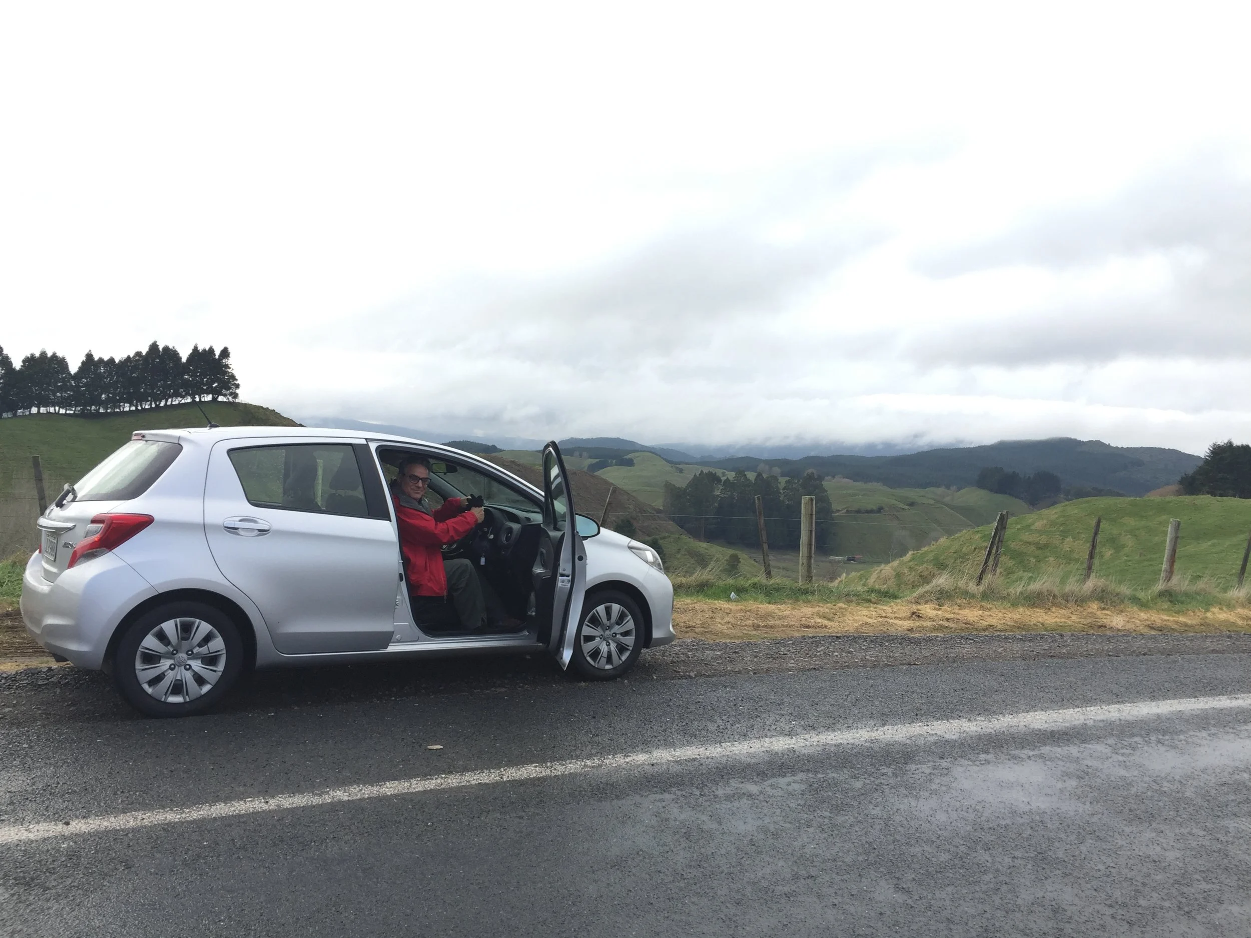 Frank driving our compact car on the "proper" side of the road