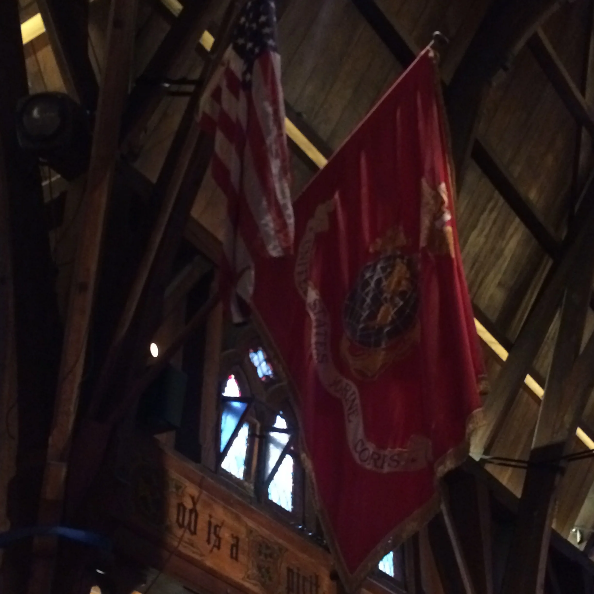 The flags in the church