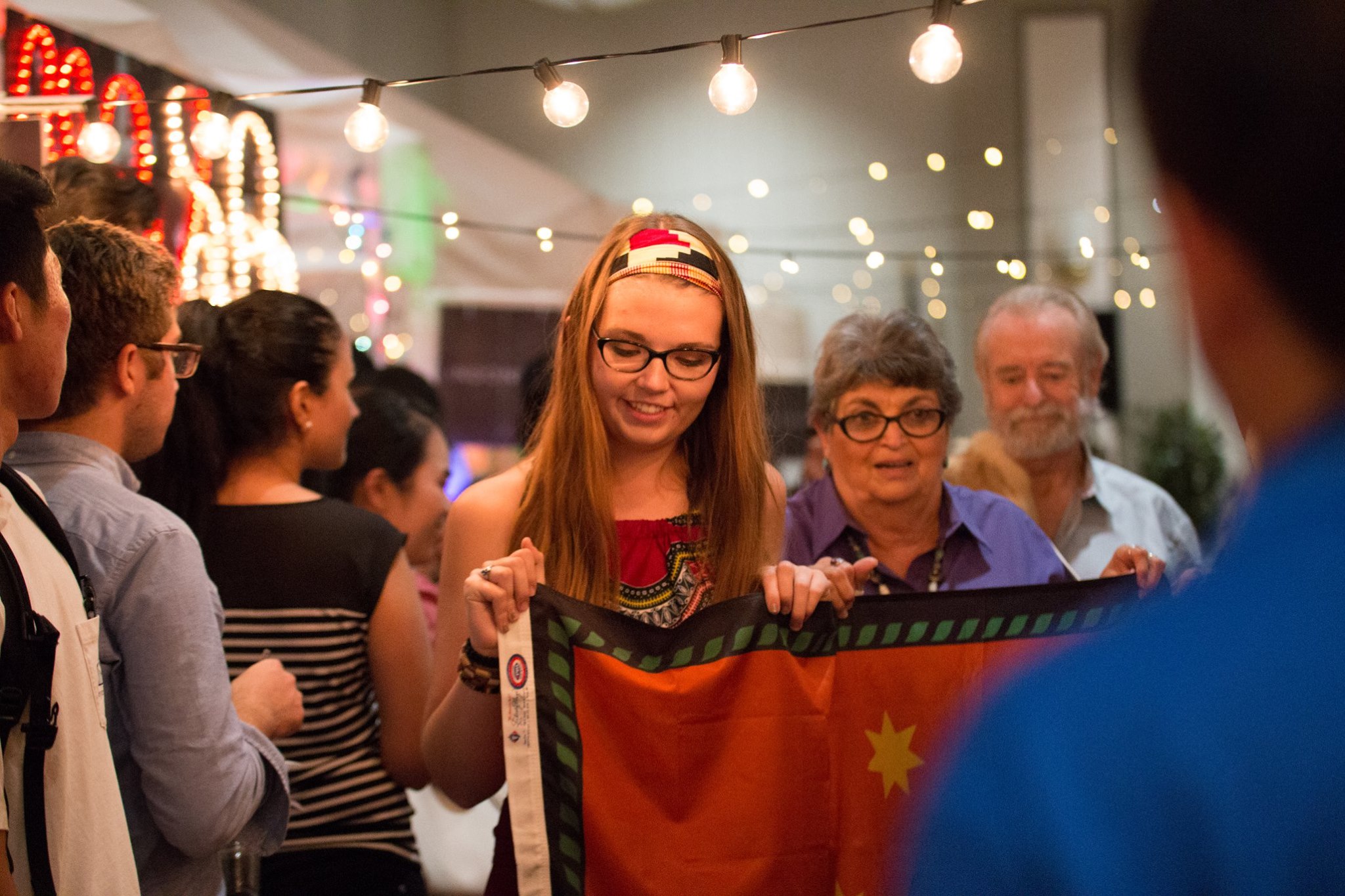 SA President, Haley Anderson, seen walking with her grandmother as they represented Native Americans in the parade.