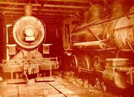 Trains in a shed prior to the fire.