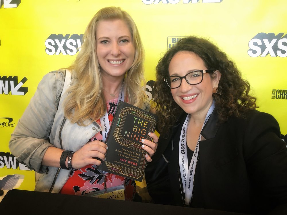 Amy Webb and me with her new book, The Big Nine