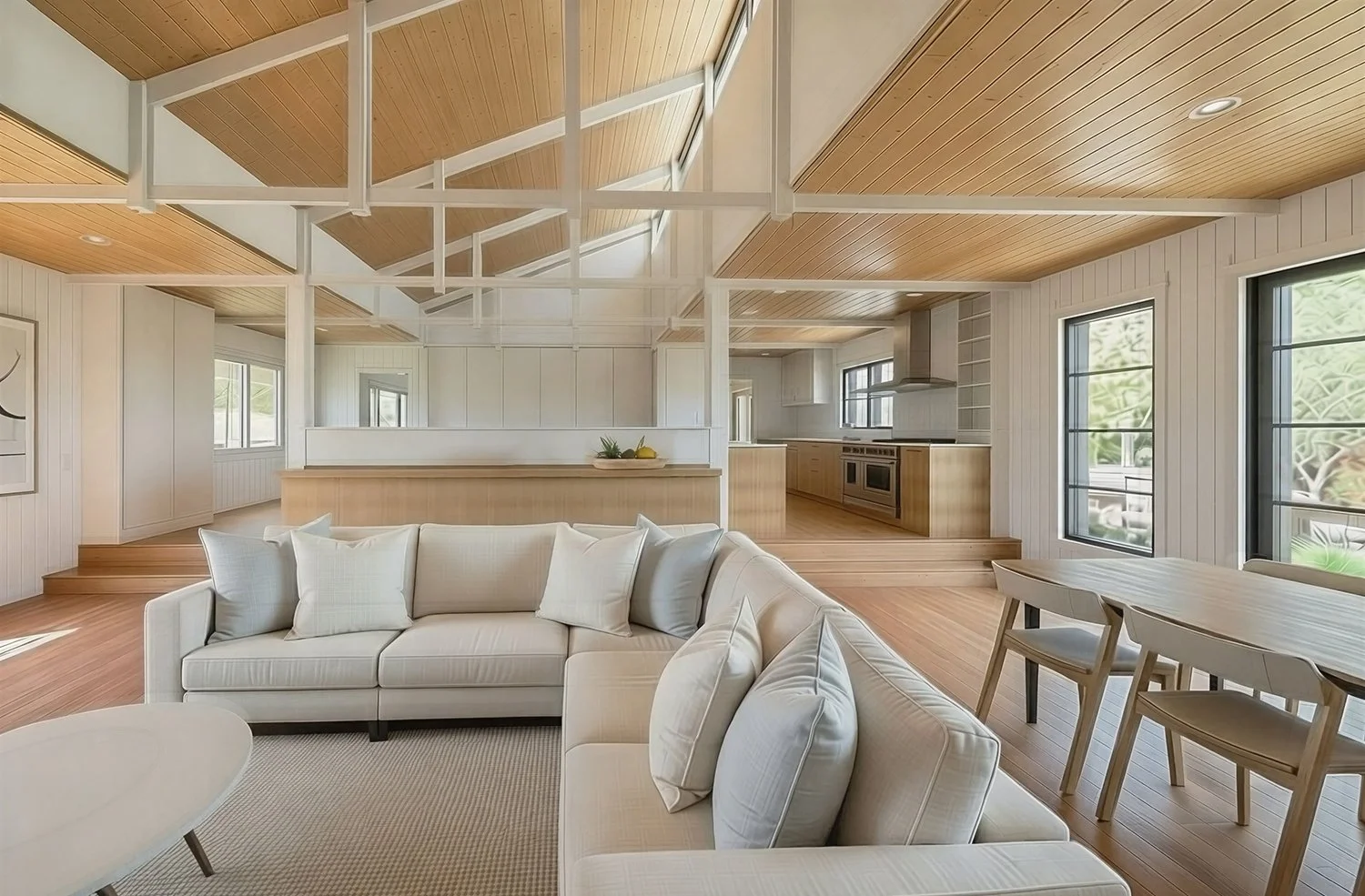 Scandinavian Interior Custom Home Vaulted Ceiling Exposed Structure Architect-Led Design