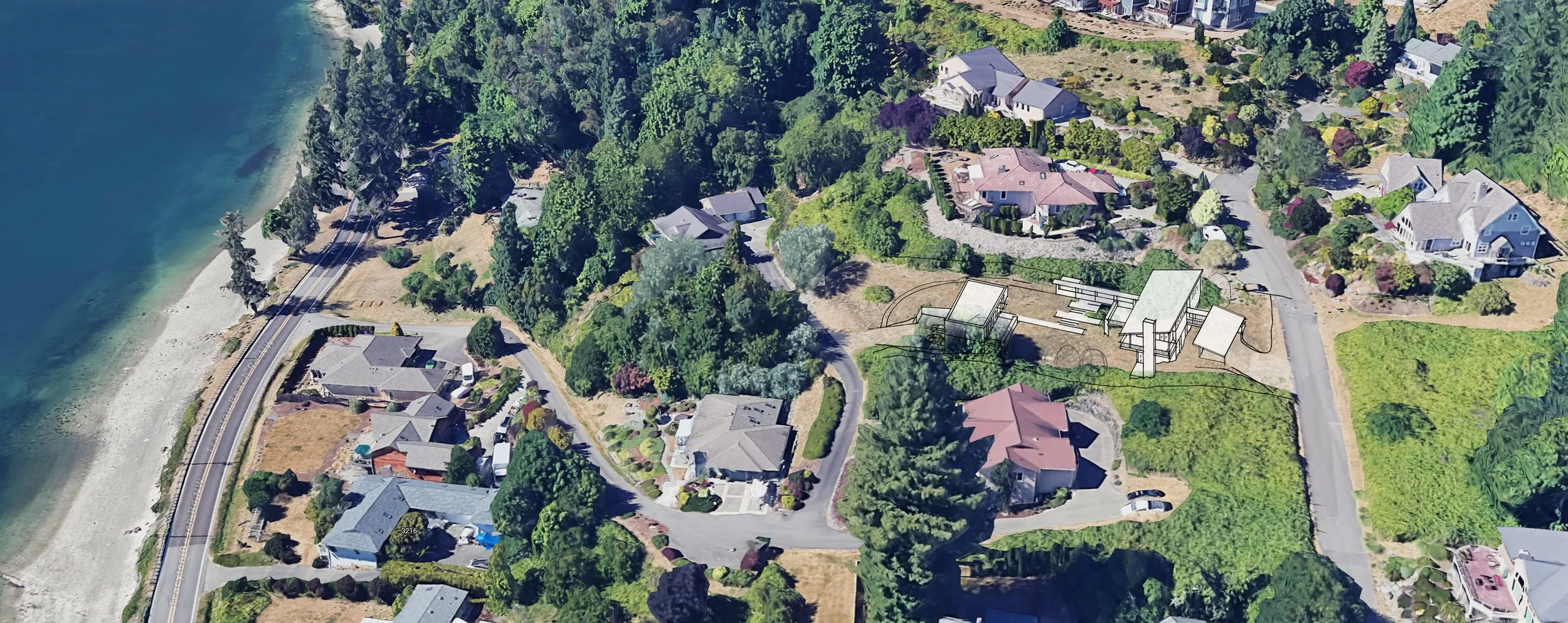 Water View Luxury Home Custom Home Design Kitsap County Steep Slope Bremerton Olympics Mountains Indoor Outdoor Living ADU Casita Sauna