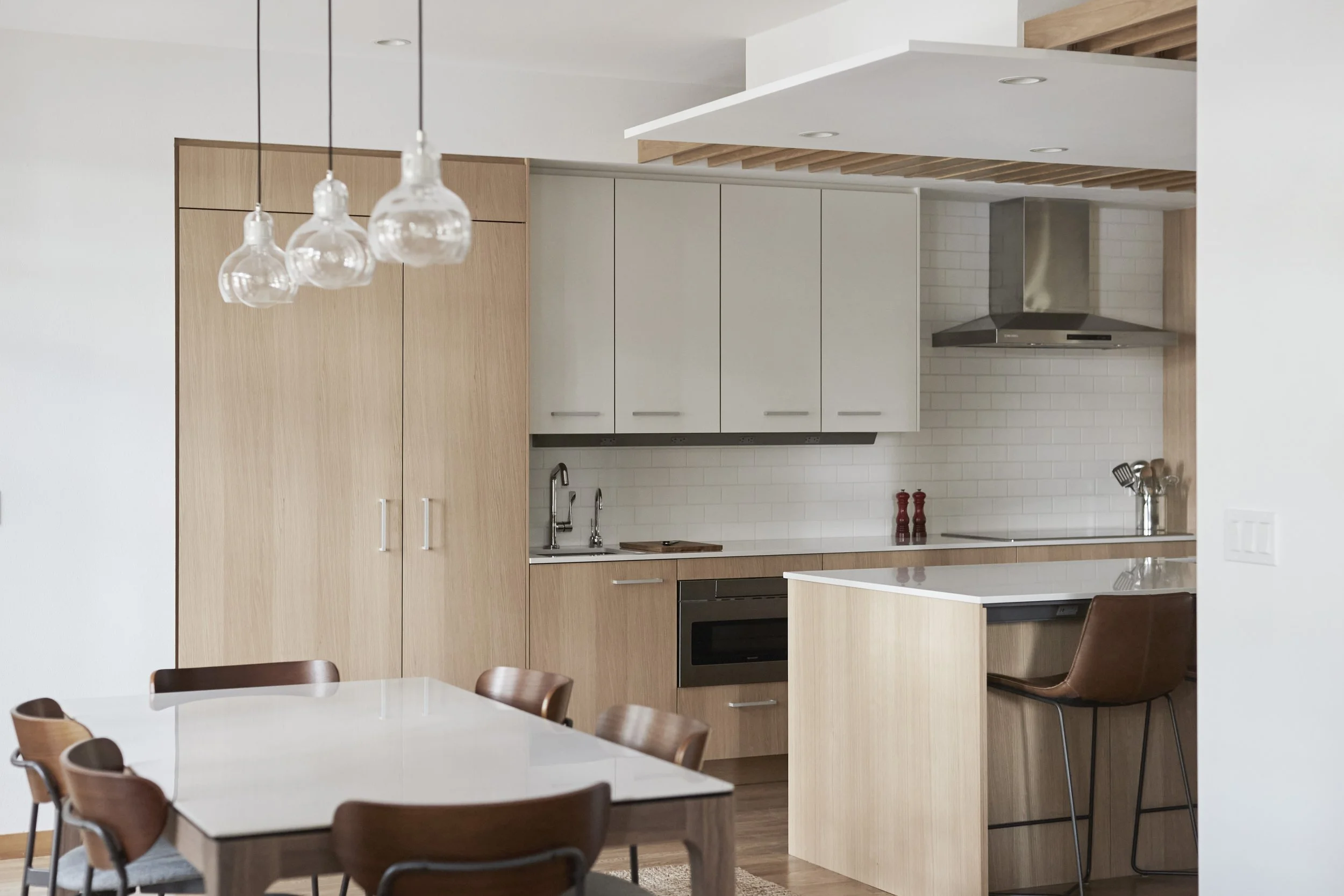 Bainbridge Island Luxury Kitchen Ceramic Tile White Oak Quartz Architect Design