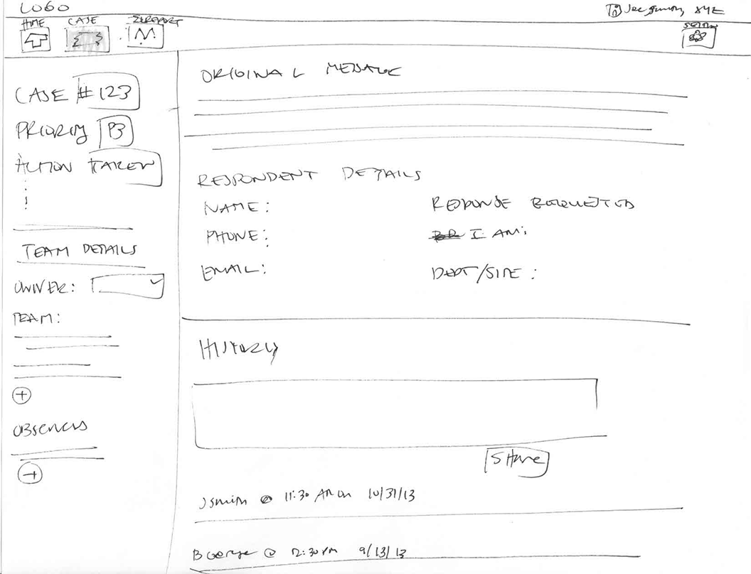 Sketches for layout and flow