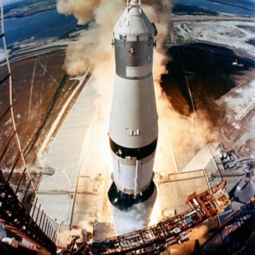The huge, 363-feet tall Apollo 11 (Spacecraft 107/Lunar Module S/Saturn 506) space vehicle is launched from Pad A, Launch Complex 39, Kennedy Space Center (KSC), at 9:32 a.m. (EDT), July 16, 1969. Onboard the Apollo 11 spacecraft are astronauts Neil 