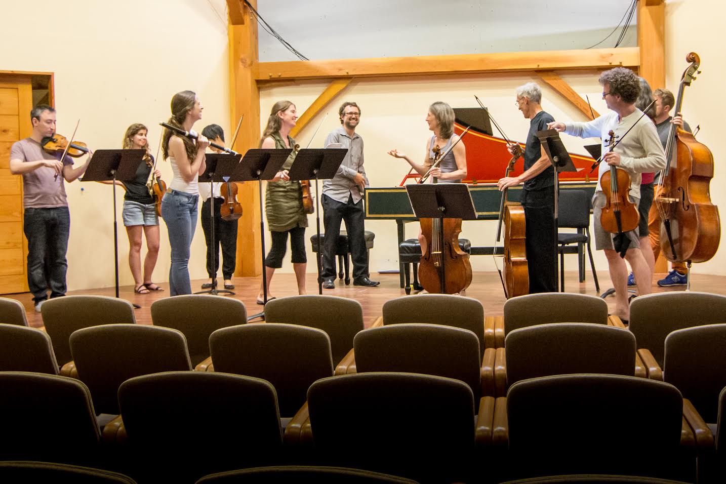 Sarasa rehearsing before their concert in July at the Big Barn in Putney, VT