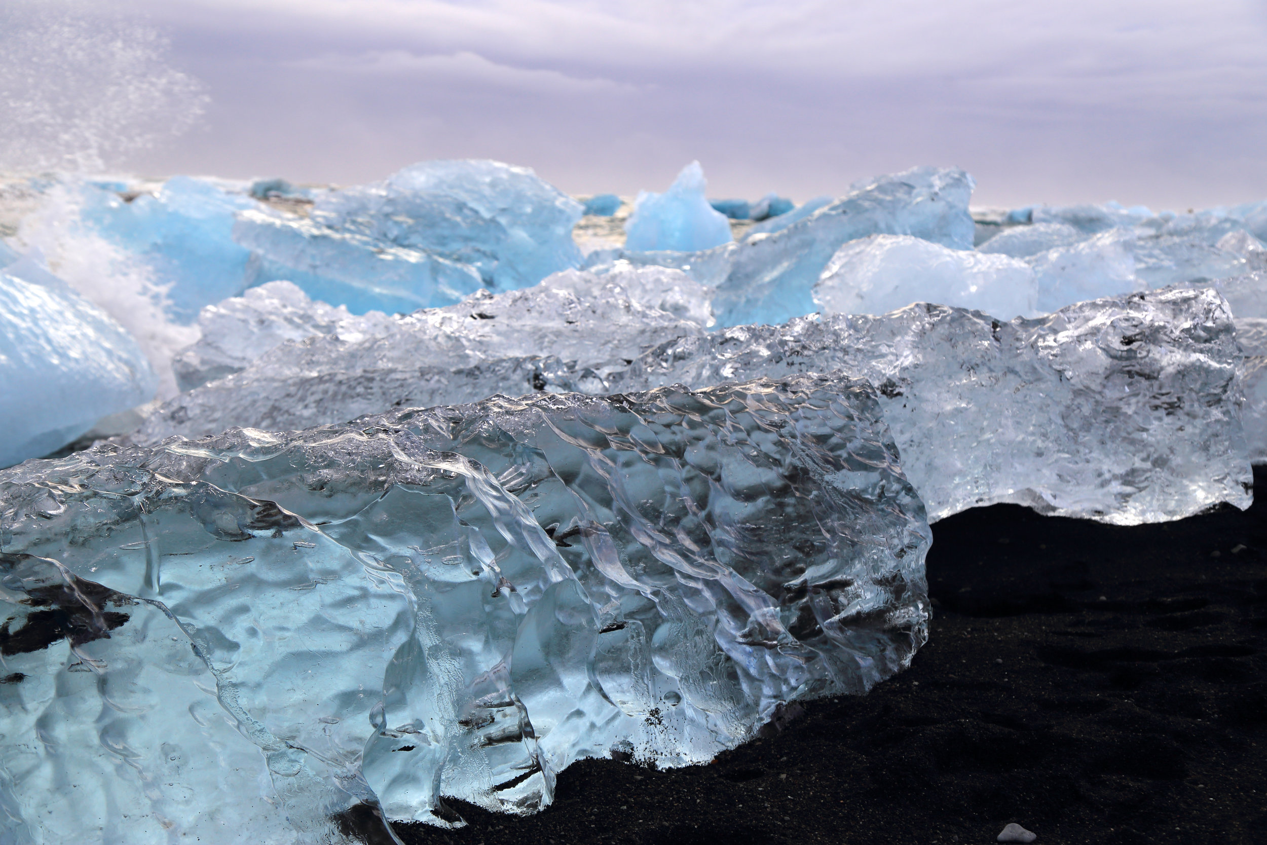 Icebergs on the black sand, Diamond Beach