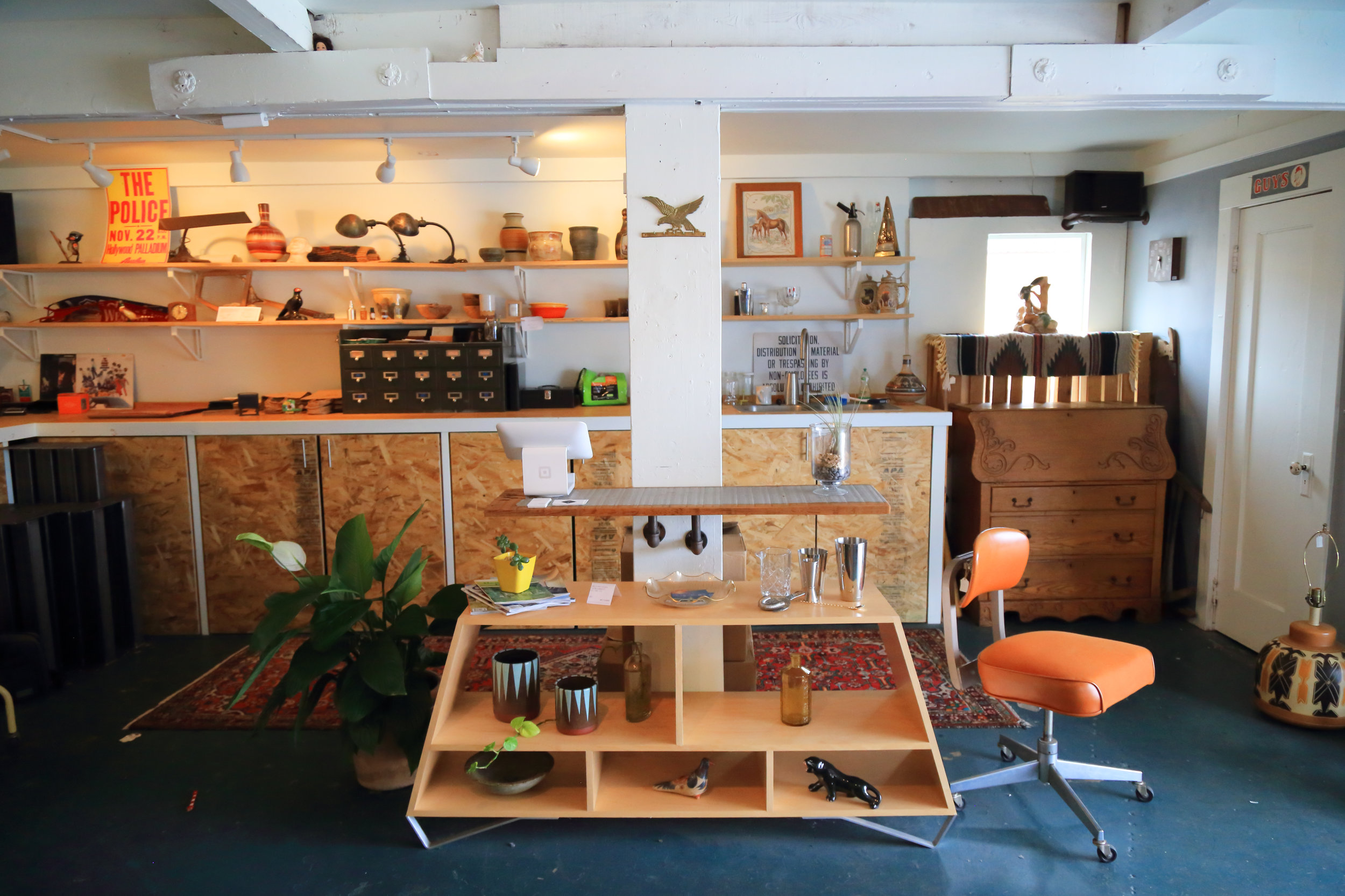 Built-in workshop blends into the rest of the room