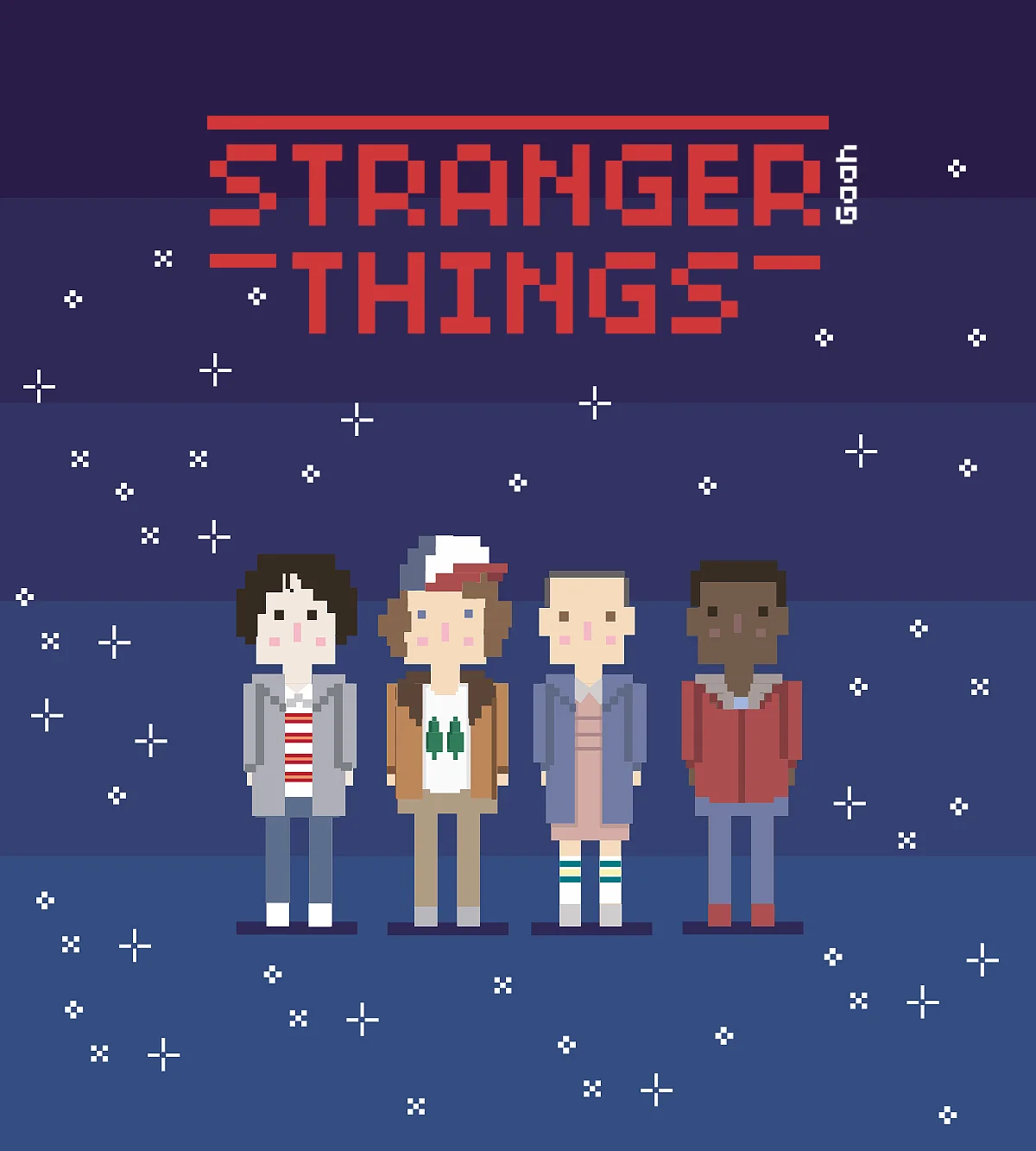 Brazilian illustrator Gabriel Soares C. Viana turns his attention on the show's four young protagonists and gives them a pixel art makeover that hits all the right notes.