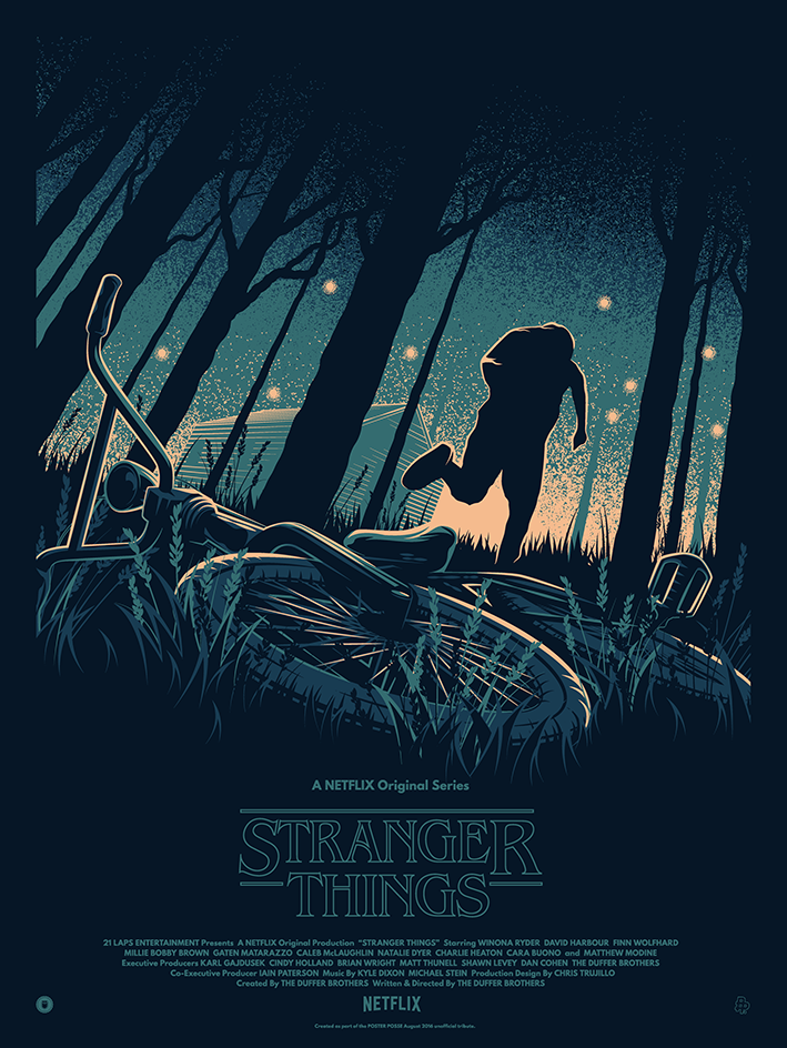 Poster Posse have come up with three Stranger Things posters already, and this one, by Thomas Walker AKA TommyPocket Design, is by far and away our favourite.