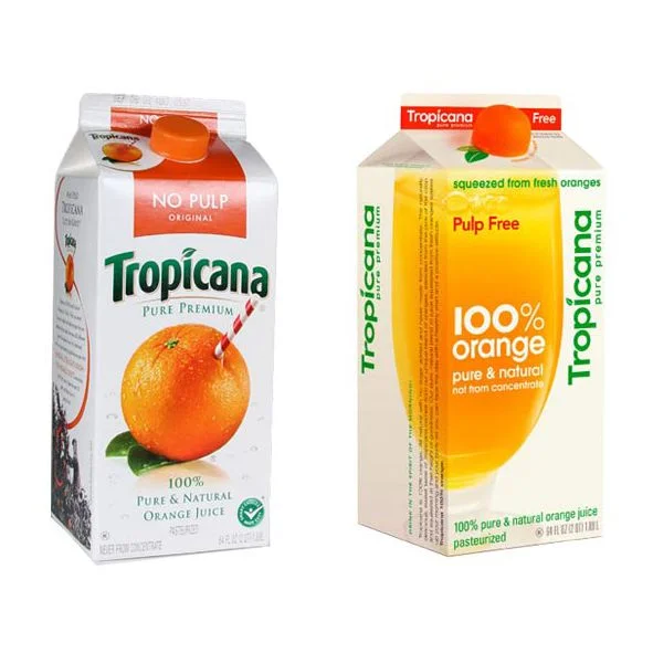 The classic packaging compared with the 'modern' redesign