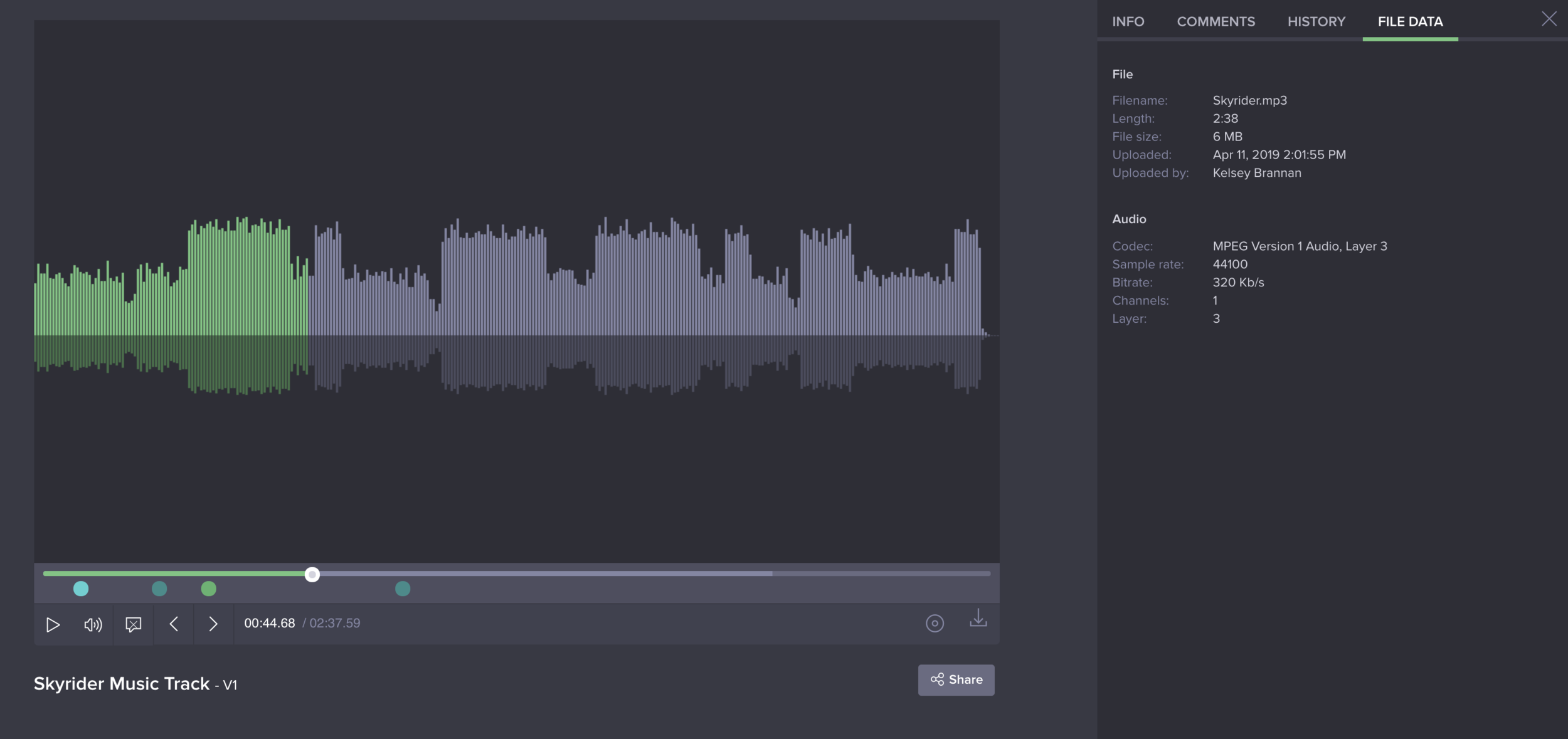 Find metadata under File Data on the right.