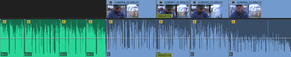 Normalized dialogue audio in a timeline