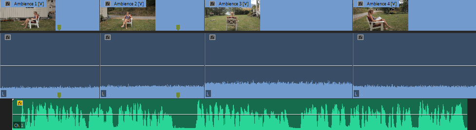 Blue audio tracks are “ambience.”