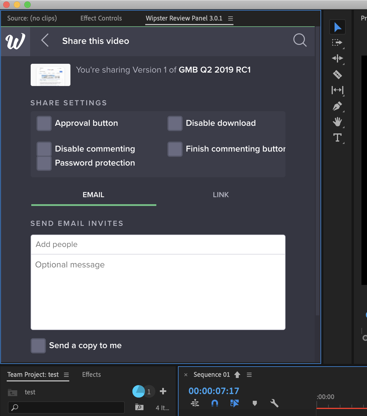 Send clients videos for commenting and approvals and have their comments sync right back into Premiere as markers with notes!