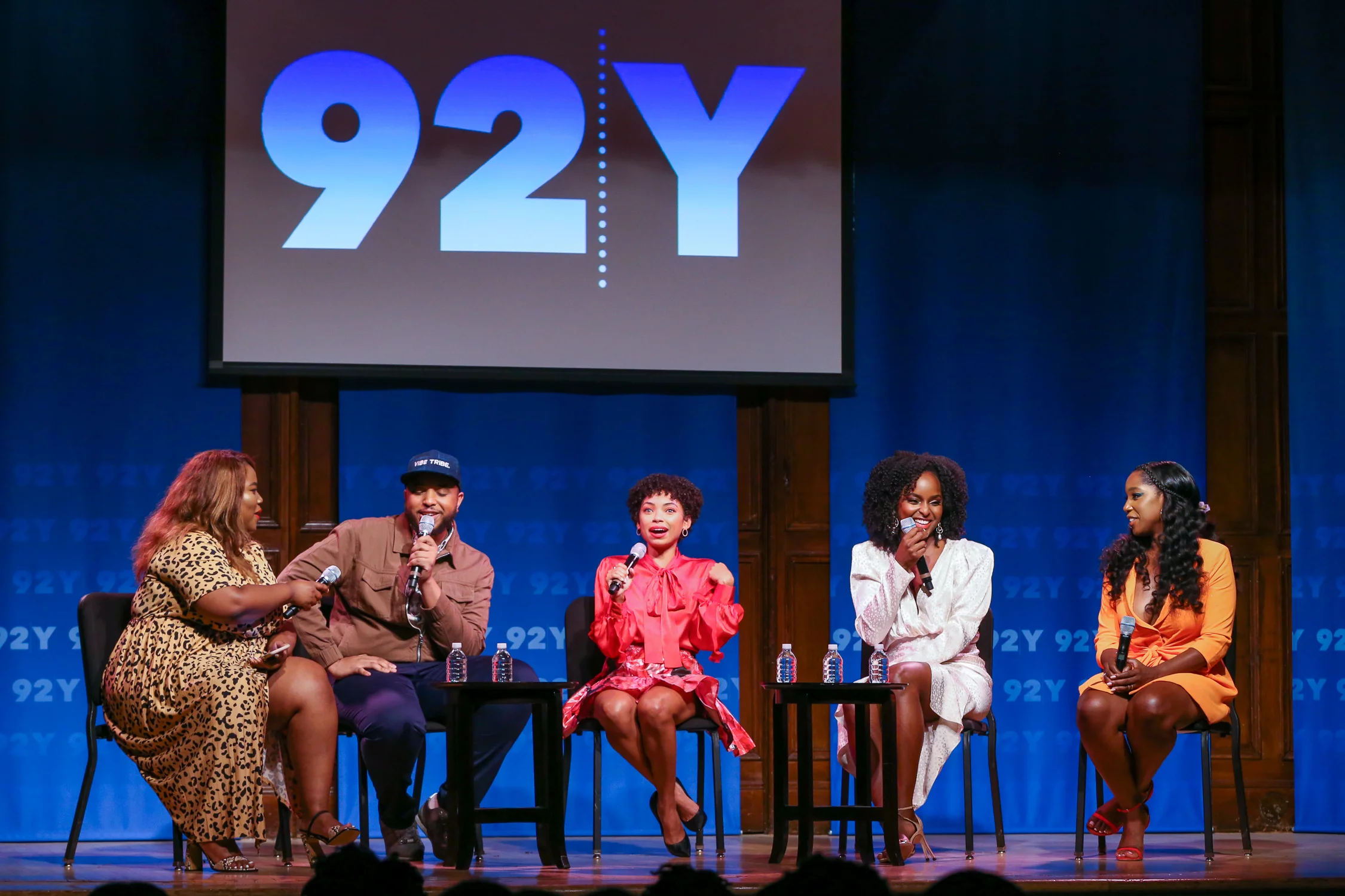 DWP Panel (l to r: Sylvia Obell, Justin Simien, Logan Browning, Antoinette Robertson, and Ashley Blaine Featherson) Photo Credit: Rod Morata/Michael Priest Photography