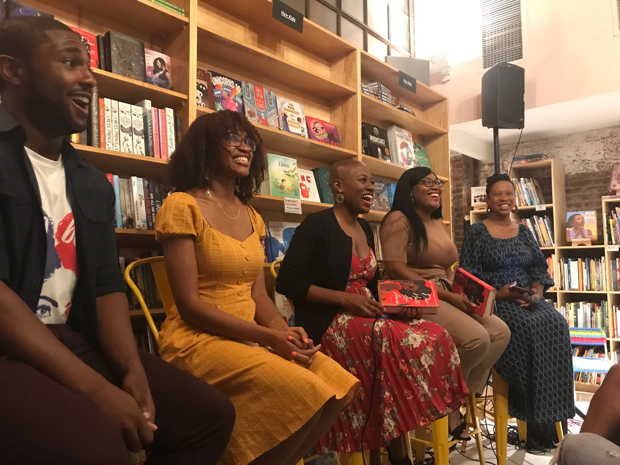 L to R: Ben Philippe, Debbie Rigaud, Maika Moulite, Maritza Moulite, Glory Edim at Books are Magic in Brooklyn September 7th Photo Credit Storm.Jenkins